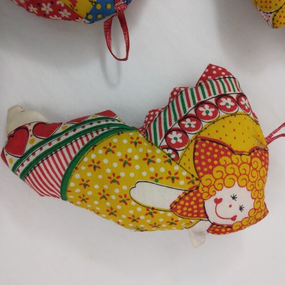 Vintage Christmas Ornaments Soft Stuffed Calico Patchwork lot of 5  1970s - Picture 9 of 13